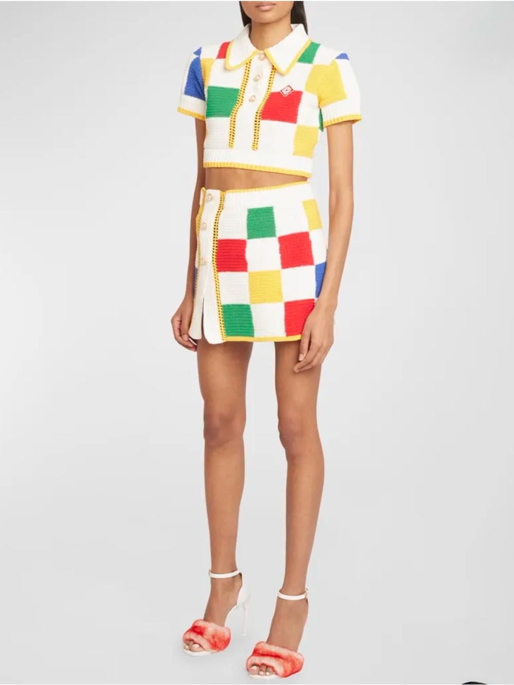 Casablanca Tennis Club Crochet Patchwork Mini Skirt | Sz Medium | New With Tags - Picture 2 of 13